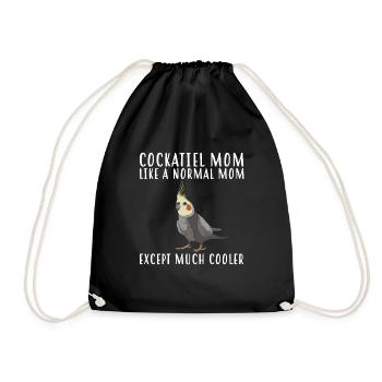 cockatiel cockatoo parrot bird gift - Drawstring Bag - black - Front