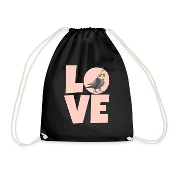 cockatiel cockatoo parrot bird gift - Drawstring Bag - black - Front