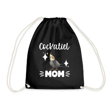 cockatiel cockatoo parrot bird gift - Drawstring Bag - black - Front