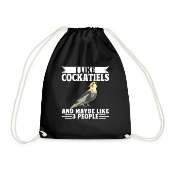 cockatiel cockatoo parrot bird gift - Drawstring Bag - black - Front