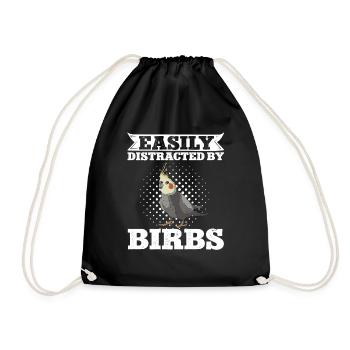 cockatiel cockatoo parrot bird gift - Drawstring Bag - black - Front