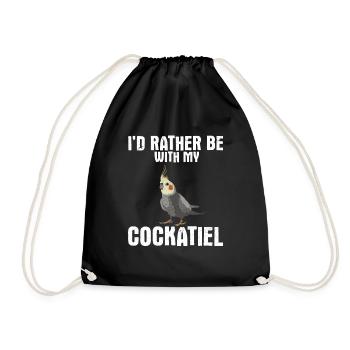 cockatiel cockatoo parrot bird gift - Drawstring Bag - black - Front