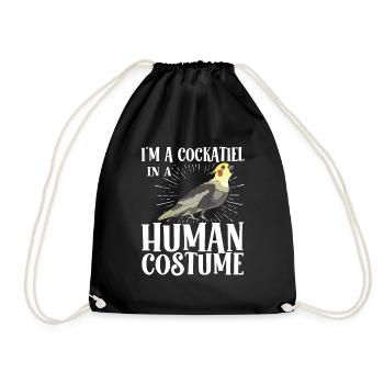 cockatiel cockatoo parrot bird gift - Drawstring Bag - black - Front