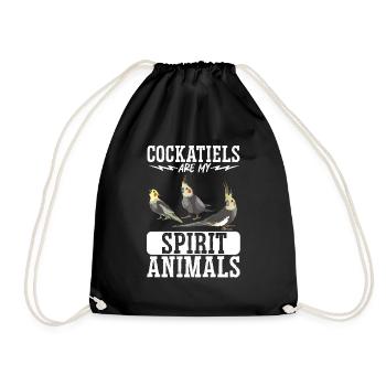 cockatiel cockatoo parrot bird gift - Drawstring Bag - black - Front