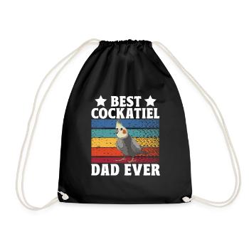 cockatiel cockatoo parrot bird gift - Drawstring Bag - black - Front