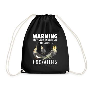 cockatiel cockatoo parrot bird gift - Drawstring Bag - black - Front