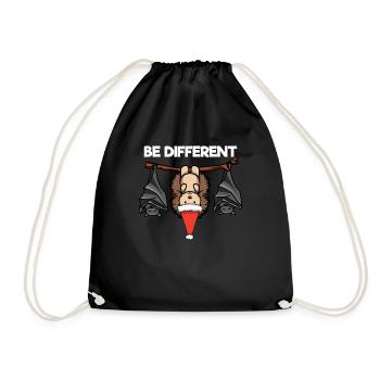 Be Different Hedgehog Bat Santa Claus - Drawstring Bag - black - Front