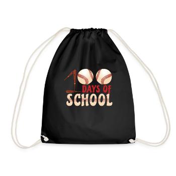 Baseball Ball Schüler 100. Tag 100 Tage Schule - Turnbeutel - Schwarz - Vorne