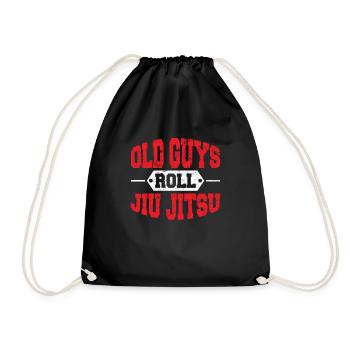 Brazilian Jiu Jitsu Old Guys Roll BJJ Training Jiu - Drawstring Bag - black - Front
