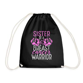 Sister Breast Cancer Awareness Sibling Twin - Turnbeutel - Schwarz - Vorne