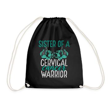 Sister Cervical Cancer Awareness Sibling Twin - Drawstring Bag - black - Front
