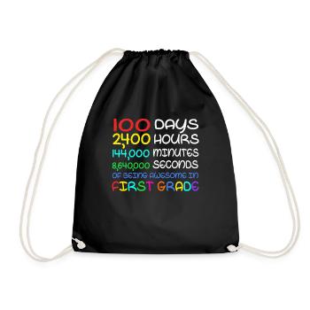 100. Tag 1. Klasse Awesome 100 Tage Schule - Turnbeutel - Schwarz - Vorne