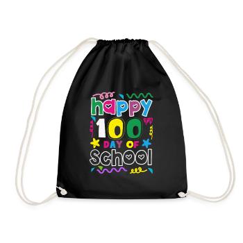 School 100th Day Happy 100 Days Of School - Drawstring Bag - black - Front