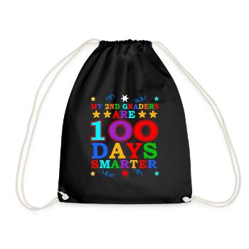 100. Tag 2. Klasse Lehrer 100 Tage Schule - Turnbeutel - Schwarz - Vorne