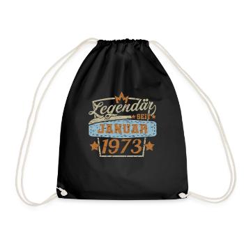 Legendär seit Januar 1973 Retro Geburtstag Sprüche - Turnbeutel - Schwarz - Vorne