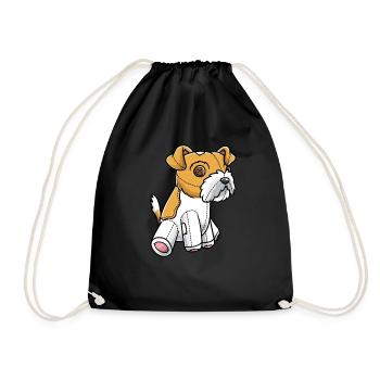 Kromfohrländer Hund Kuscheltier - Turnbeutel - Schwarz - Vorne
