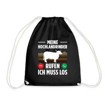 Meine Hochlandrinder Rufen Ich Muss Los - Turnbeutel - Schwarz - Vorne