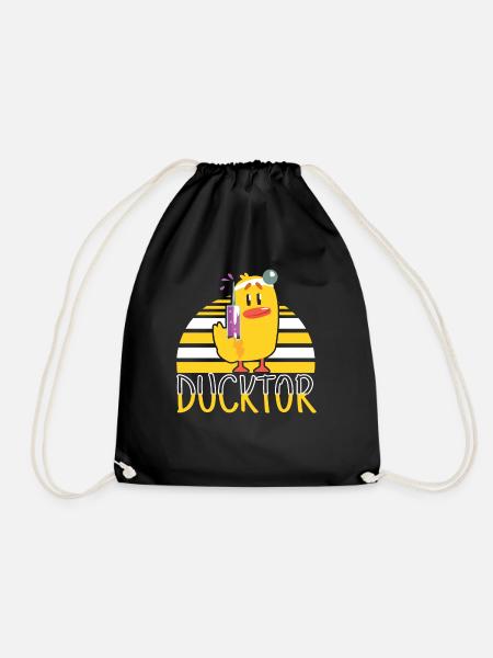 Ducktor Doctor Duck Pun - Drawstring Bag - black