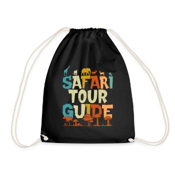 Safari Tour Guide Africa Vintage Wild Animals - Drawstring Bag - black - Front