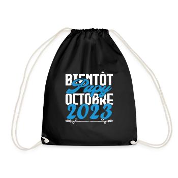 Cadeau Annonce grossesse bientôt Papy Octobre 2023 - Sac de sport léger - noir - Devant