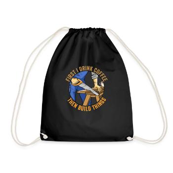 D’abord je bois du café puis je construis Woodworker Funny - Sac de sport léger - noir - Devant