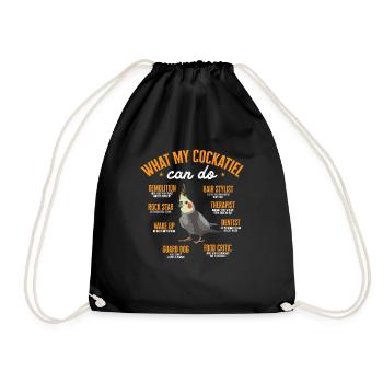 cockatiel cockatoo parrot bird gift - Drawstring Bag - black - Front