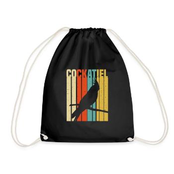 cockatiel cockatoo parrot bird gift - Drawstring Bag - black - Front