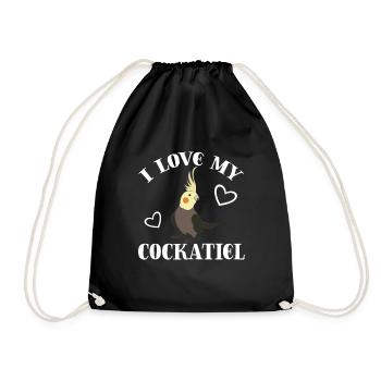 cockatiel cockatoo parrot bird gift - Drawstring Bag - black - Front