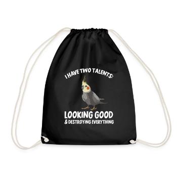 cockatiel cockatoo parrot bird gift - Drawstring Bag - black - Front
