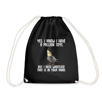 cockatiel cockatoo parrot bird gift - Drawstring Bag - black - Front