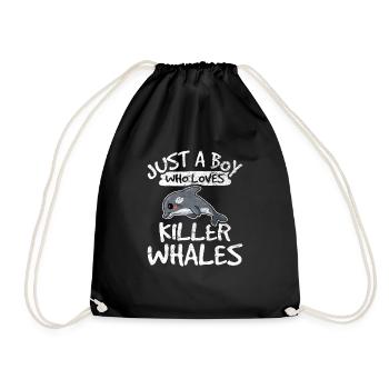 Orca Killer Whale Boys Kids Teens Whale Lover Ceto - Drawstring Bag - black - Front