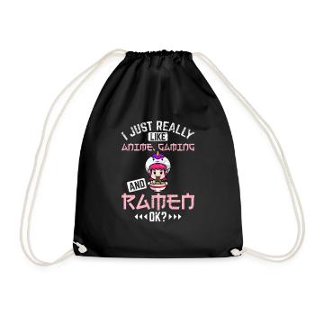 Anime Gaming Ramen Anime Girl Women Kawaii Japanes - Turnbeutel - Schwarz - Vorne