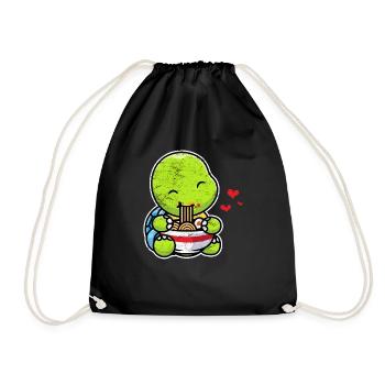Kawaii Turtle Eating Ramen Noodles Anime Girls - Sac de sport léger - noir - Devant