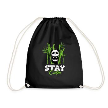 Panda Girl Cute Panda Bear Panda Lover Heart Love - Drawstring Bag - black - Front
