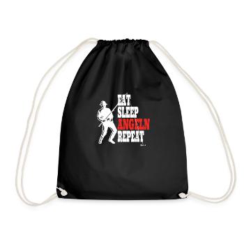 Angler Geschenkidee Hobby Angeln - Turnbeutel - Schwarz - Vorne