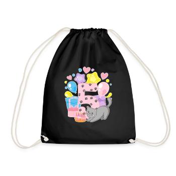 Chemise d’anniversaire Chaton enfin fille de 5 ans - Sac de sport léger - noir - Devant