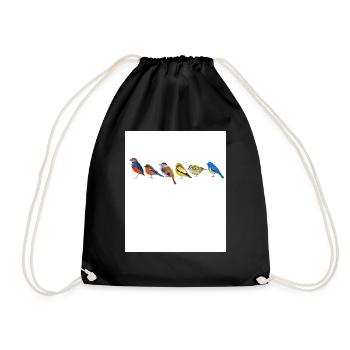 Vogelmotiv Vögel Amsel Rotkehlchen Geschenk Vogelf - Turnbeutel - Schwarz - Vorne