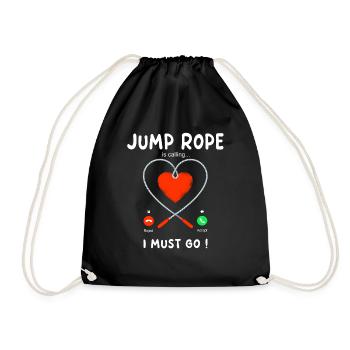 Jump Rope Calling - Seilspringen - Drawstring Bag - black - Front