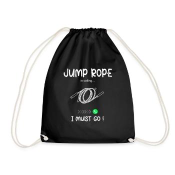 Jump Rope Calling - Seilspringen - Drawstring Bag - black - Front
