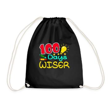 Student 100th Day Wiser 100 Days Of School - Drawstring Bag - black - Front
