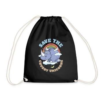 Save The Chubby Unicorns Cute Rhinoceros - Turnbeutel - Schwarz - Vorne