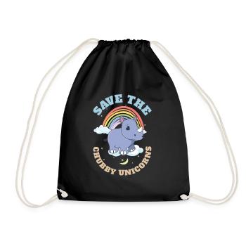 Save The Chubby Unicorns Cute Rhinoceros - Turnbeutel - Schwarz - Vorne