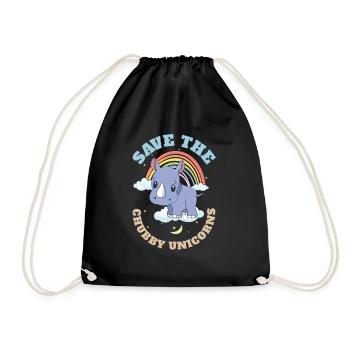 Save The Chubby Unicorns Cute Rhinoceros - Turnbeutel - Schwarz - Vorne