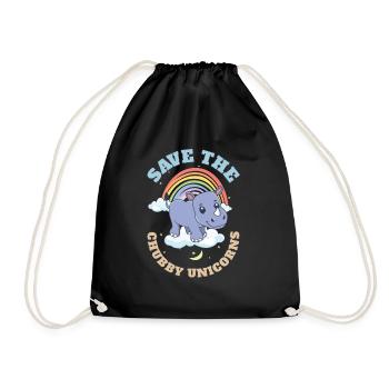 Save The Chubby Unicorns Cute Rhinoceros - Turnbeutel - Schwarz - Vorne