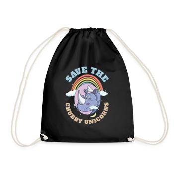 Save The Chubby Unicorns Cute Rhinoceros - Turnbeutel - Schwarz - Vorne