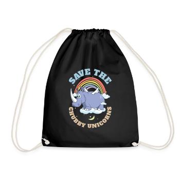 Save The Chubby Unicorns Cute Rhinoceros - Turnbeutel - Schwarz - Vorne