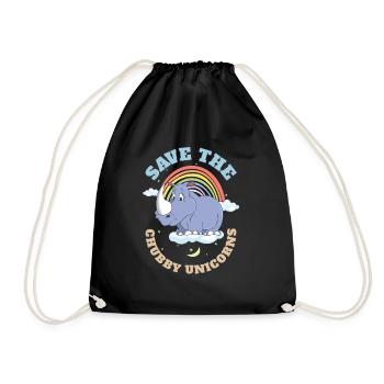 Save The Chubby Unicorns Cute Rhinoceros - Turnbeutel - Schwarz - Vorne