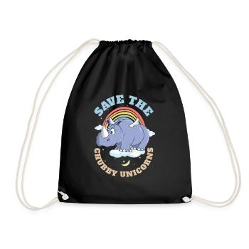 Save The Chubby Unicorns Cute Rhinoceros - Turnbeutel - Schwarz - Vorne