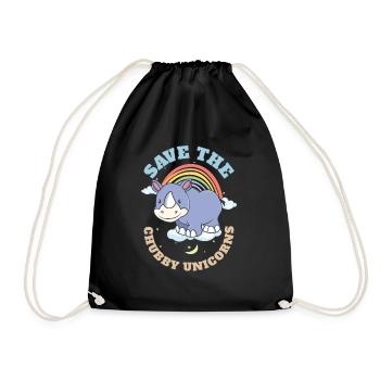 Save The Chubby Unicorns Cute Rhinoceros - Turnbeutel - Schwarz - Vorne