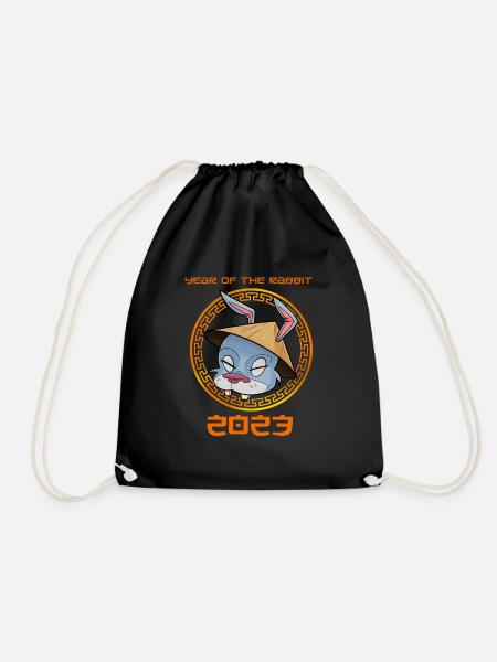 Happy Chinese New Year 2023 I Year Of The Rabbit - Drawstring Bag - black